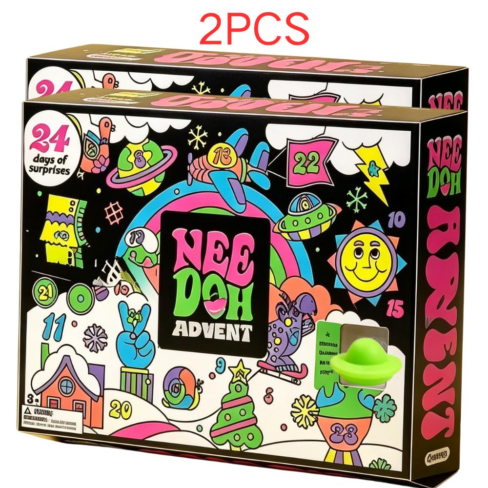 NeeDoh Weihnachtskalender 24 Tage Countdown Blind Box Fidget Spielzeug Überraschung Schatzsuche Stressabbau Squishy Spielzeug Geschenk