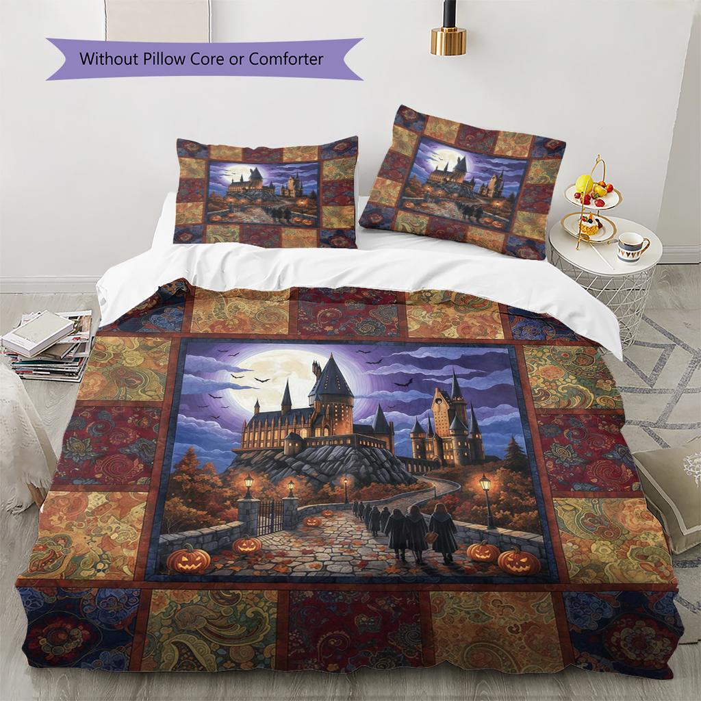 Conjunto de Colcha com Padrão de Desenho Animado Capa de Colcha Fronha Decoração de Casa Presente de Aniversário (1 capa de edredom + 2 fronhas, sem enchimento.)