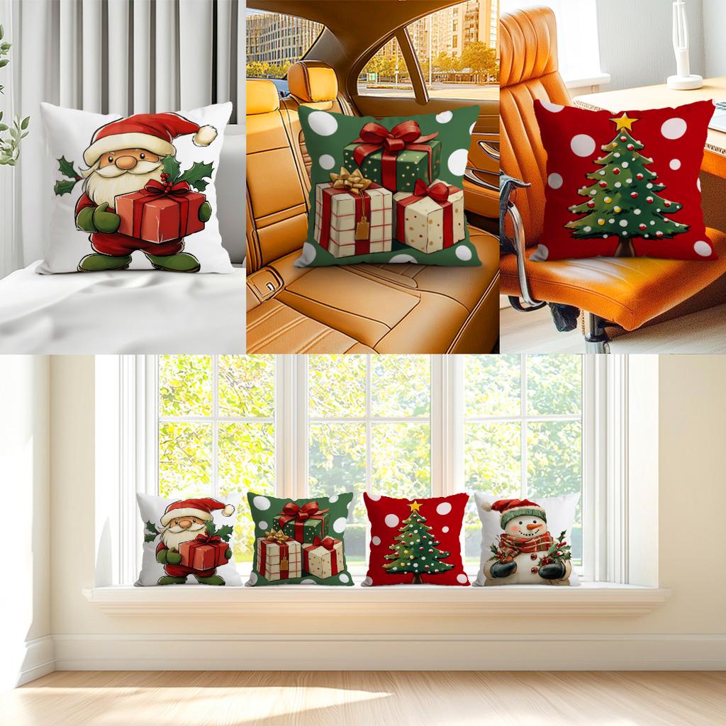 1Pcs Christmas Snowman Pillowcase Square Bedroom Cushion Covers Zipper Chair Living Soft Comfortable Home Decor 45X45Cm