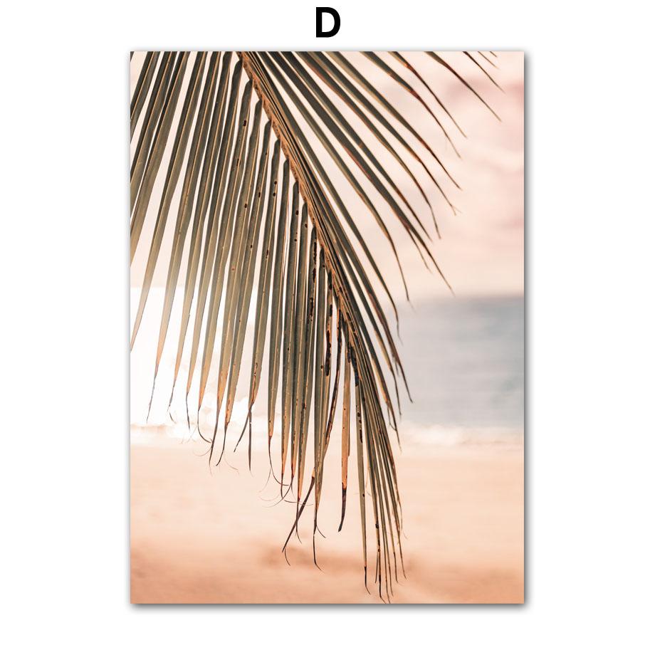 Sunset Beach Coconut Tree Bridge Shell Bird Wall Art Living Room Decoration Canvas Painting Nordic Posters And Prints Pictures