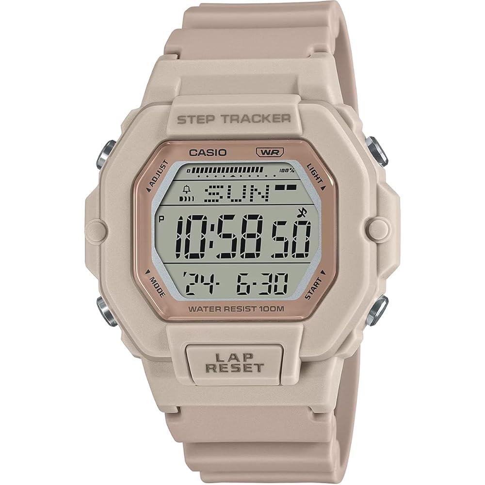 Casio LWS-2200H-4AV Digital Step Tracker Watch Women s Pink Beige with Step Count Function