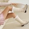 Women's low-heeled boots autumn and winter new thick-heeled large-size warm plush medium boots