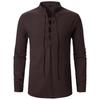 Men's Renaissance Shirt Pirate Medieval Viking Top Cotton Linen Shirts Men Long Sleeved Halloween Costume