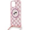 Karl Lagerfeld Klhmp15Shckcklcp Iphone 15 / 14 / 13  6.1 Rosa/Pink Hardcase Iml Crossbody Monogram Karl & Choupette Head Magsafe