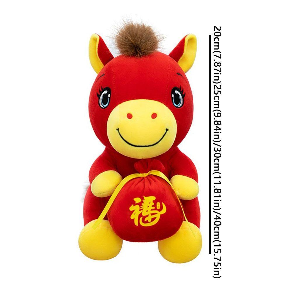 Year of Horse 2026 Zodiac Pony Figurine Cute Stuffed Animal Toys Plush Horse Doll  School Dorm