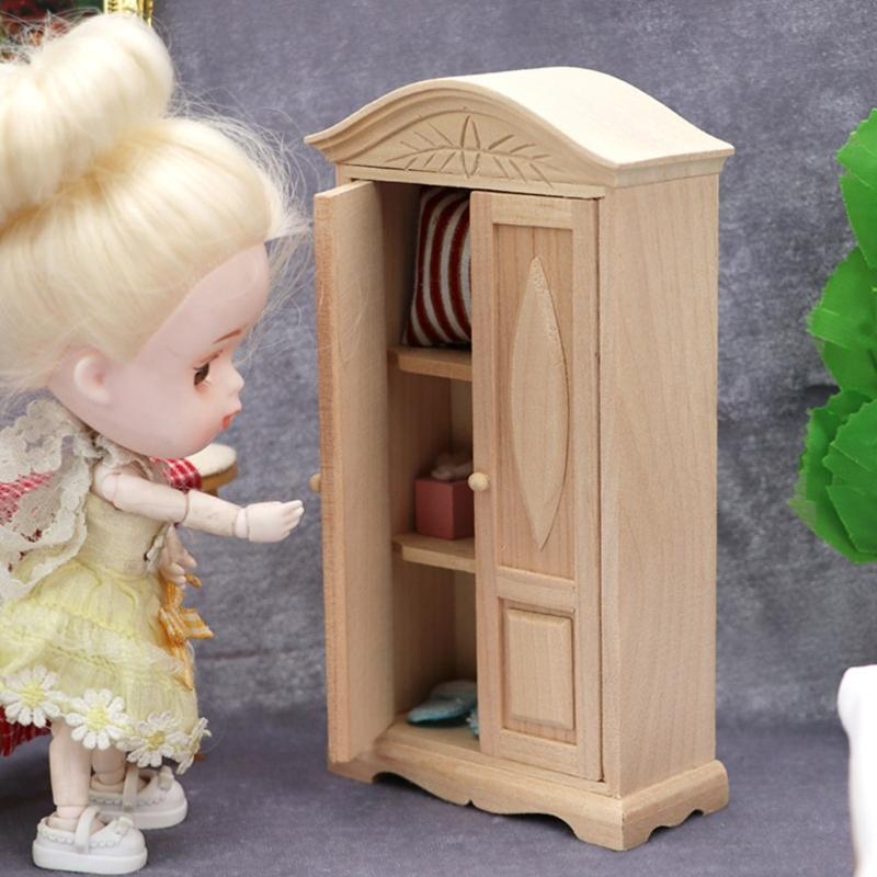 1:12 Scale Dollhouses Miniature Furniture Wood Wardrobe Dollhouses Decorations Accessories for Dollhouses Decorations