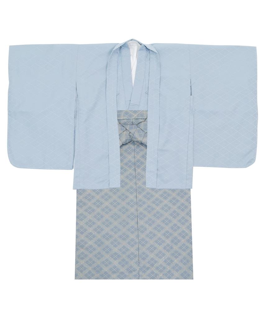 Shichigosan kimono haori and full set dull [KYOETSU] [Kyoetsu] 5-year-old boy's set, hakama, 753, ((02) blue, 5-year-old size)