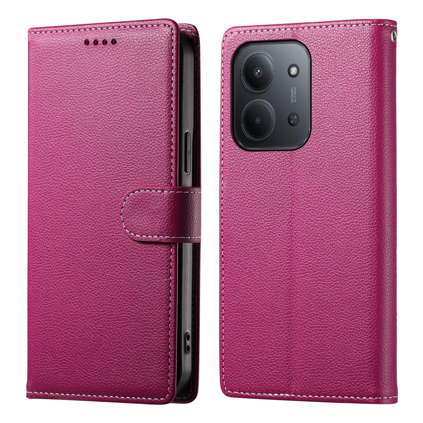 

Для Xiaomi Redmi 15C 5G (Європа) (173 мм)/4G (Європа) (173 мм) Чохол-гаманець для телефону зі шкіри з текстурою лічі, магнітною застібкою та ремінцем на зап ястя B