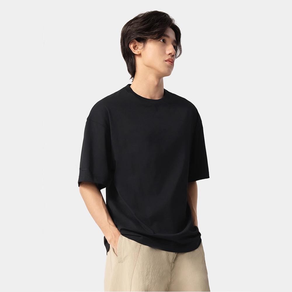 Li-Ning Round Neck Minimalist Versatile Black Basic Loose Sports Casual Short Sleeve T-Shirt Unisex Tops F-AVSV675-1