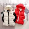 Kids' Hooded Wash-Free Down Vest for Fall/Winter, Unisex Outerwear Gilet, Medium To Large Sizes