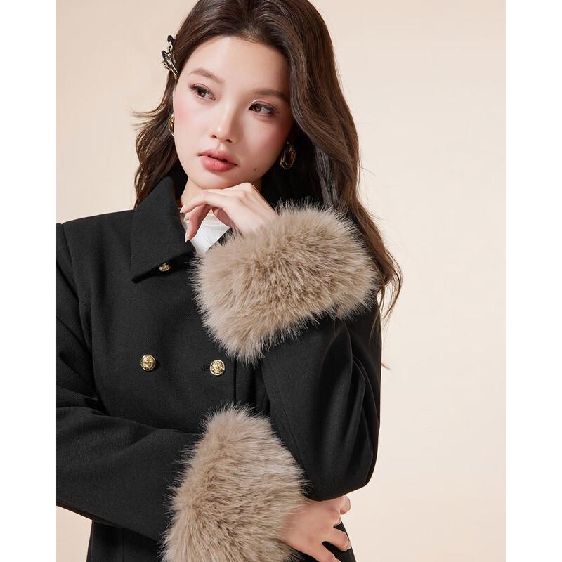 IEF Elegant Women's Wool Blend Mid-Length Coat