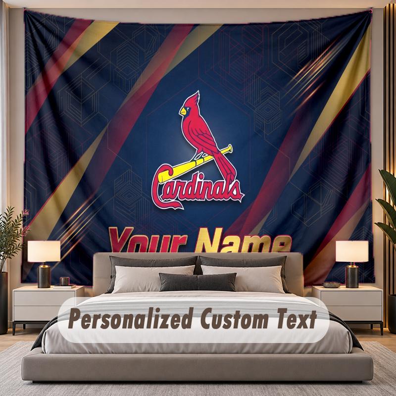 Custom Name Text Tapestry St. Louis Cardinals Personalized Polyester Wall Tapestry For Bedroom And Room