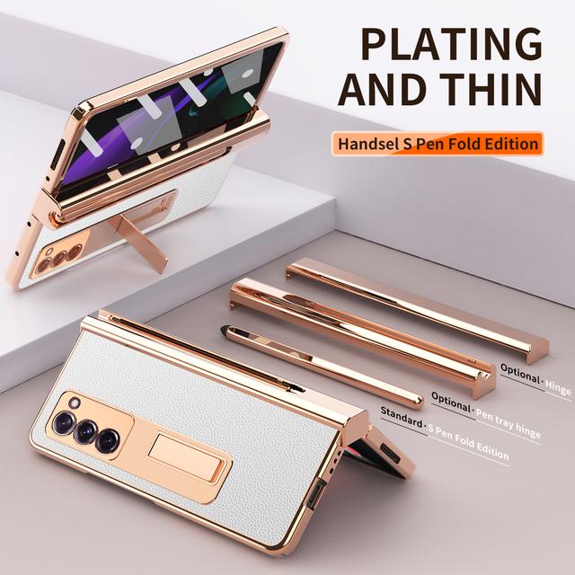 

Кожаный чехол для мобильного телефона с покрытием для Samsung Galaxy Z Fold 4 3 Fold4 5g Fold3 Fold2 Fold 2 Защитная крышка из закаленного стекла for Galaxy Z Fold 2 белый