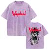 Vagabond Manga Graphic T-shirt For Men Women Clothing Vintage Washed Oversized T Shirt Summer Short Sleeve Tops