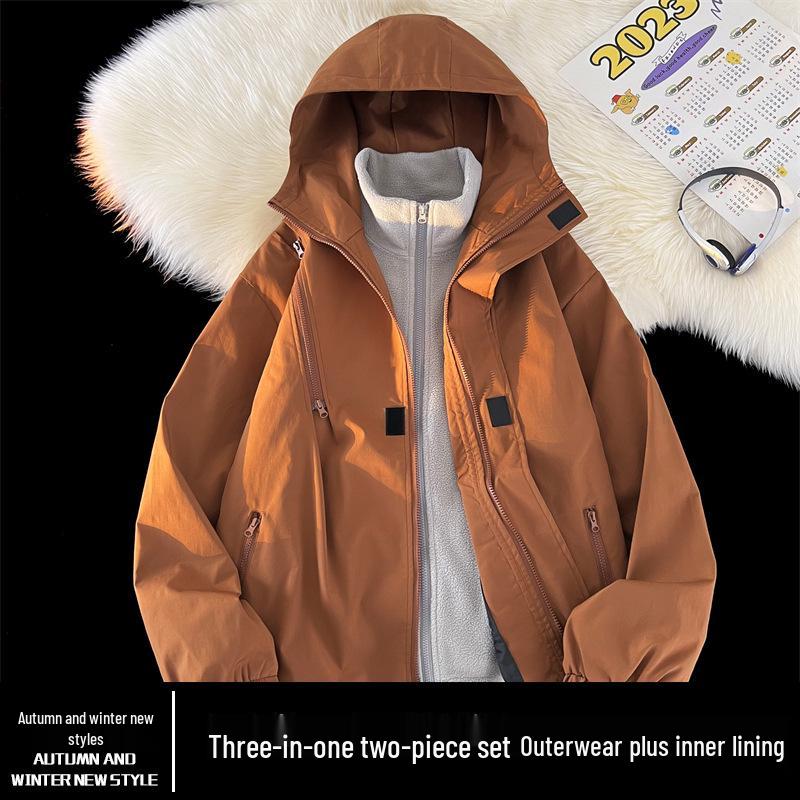 

Жіноча вітрозахисна та водонепроникна куртка 3-в-1 для гірського альпінізму: Осінньо-зимовий унісекс трендовий верхній одяг 3XL (160-180 jin)