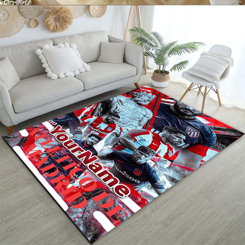 Atletico Madrid Customize Text Carpet Perfect for Outdoor Hallway Game Room Dormitory Anti-slip Rug Decorate Offices