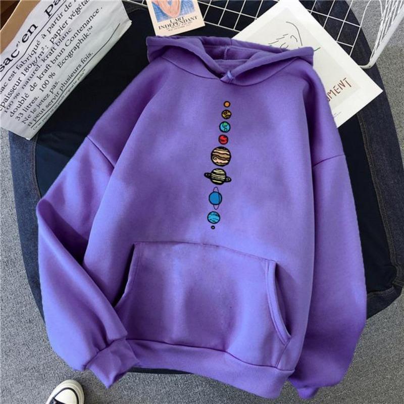 Men's and Women's Long Sleeved Planetary Color Men's Pullover Sweatshirt with Universe Solar System Pattern Sports Shir Men's Sports Hooded Sweatshirt