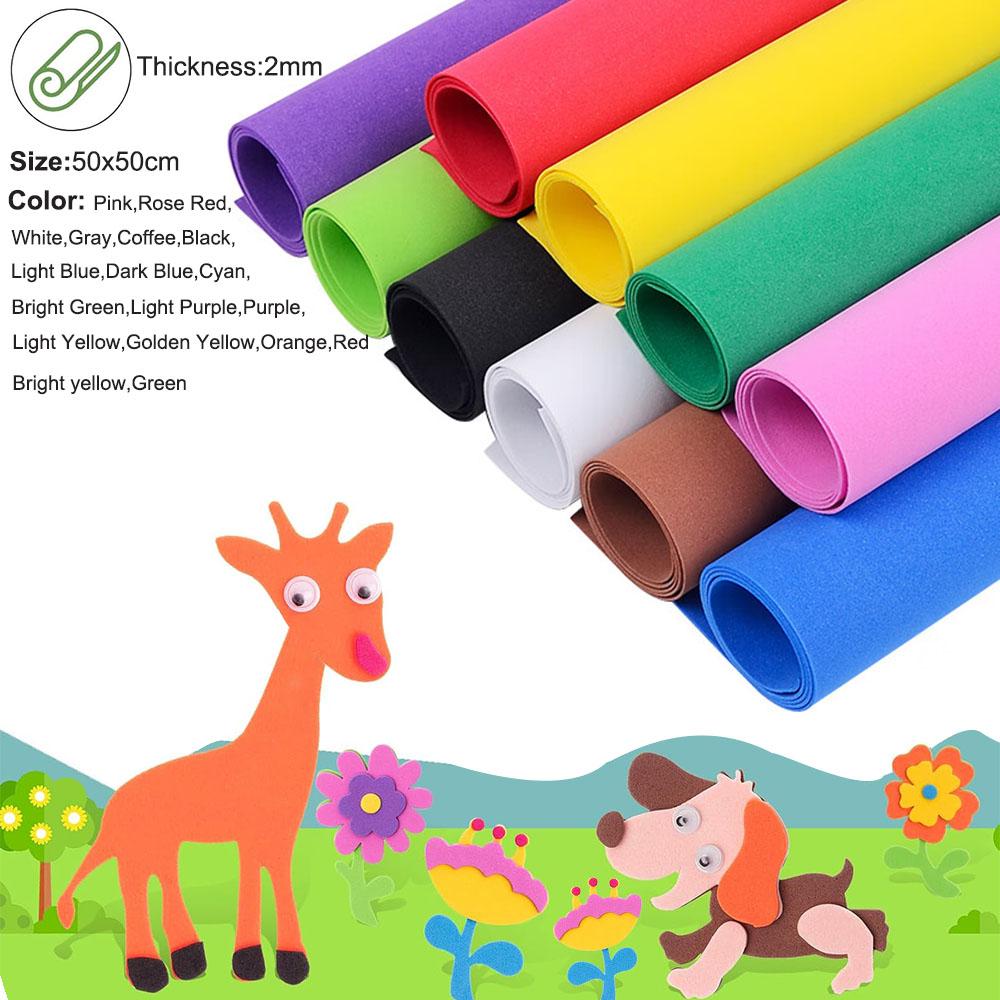 18 Colors Colorful Eva Foam Sheets Cosplay EVA Foam 2mm Thick 50cm*50cm EVA Foam Papers for Arts Crafts DIY Project