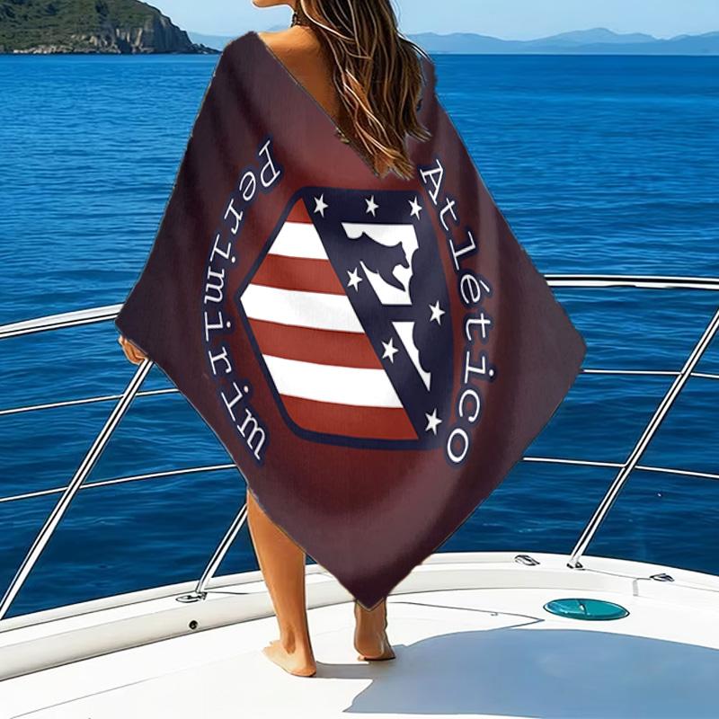 1pc Atletico Madrid Beach Towel, Beach and Seaside Swimming Pool Equipment, Fashion Pattern, Rectangular, Travel Essentials