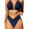 New Sexy Nylon Solid Color European and American Fashion Swimsuit Bikini Women's Split Bikini Swimsuit
