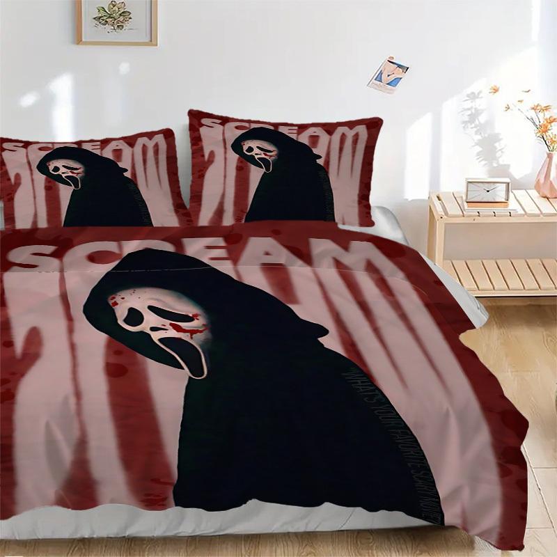 

3pcs Scream Movie Comforter Set - Four Seasons Home High,Machine Washable Bedspread with Pillowcases (No Filling) yy250909076 135x200cm