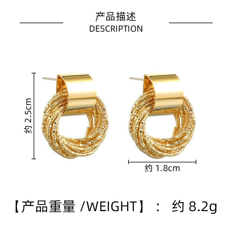 Women Simple Fashion Hollow Circle Multi Layer Wrapped S925 Silver Pin Earrings