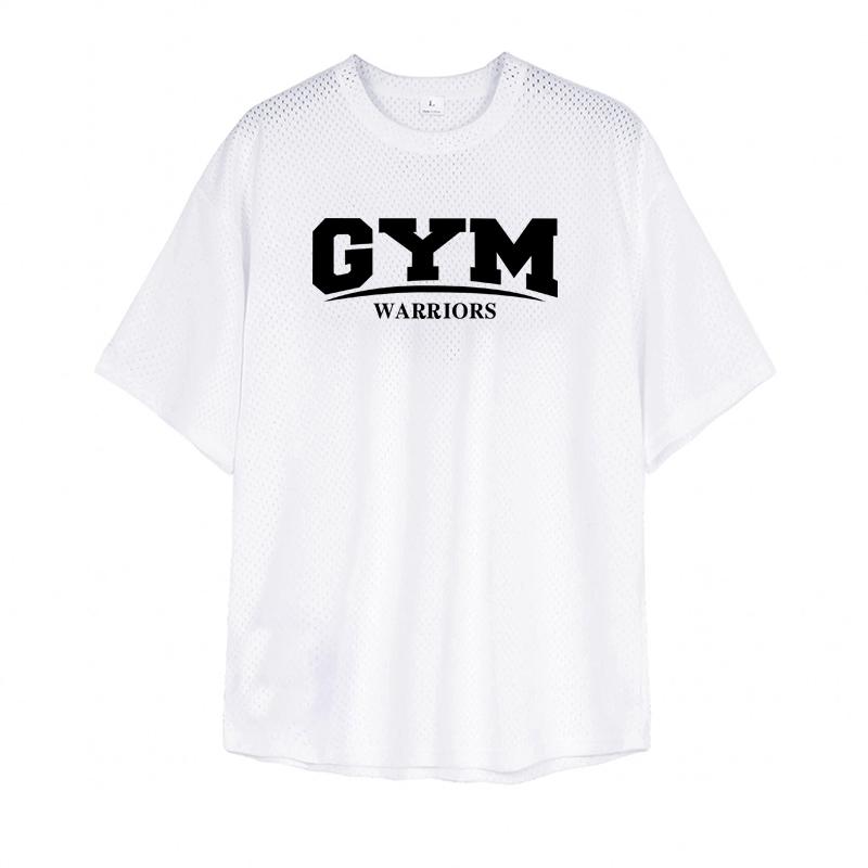 

Muscleguys Мужские футболки для бега оверсайз свободного кроя, спортивные футболки с коротким рукавом для фитнеса и тренировок в зале, летняя сетчатая быстросохнущая дышащая одежда XXL белый