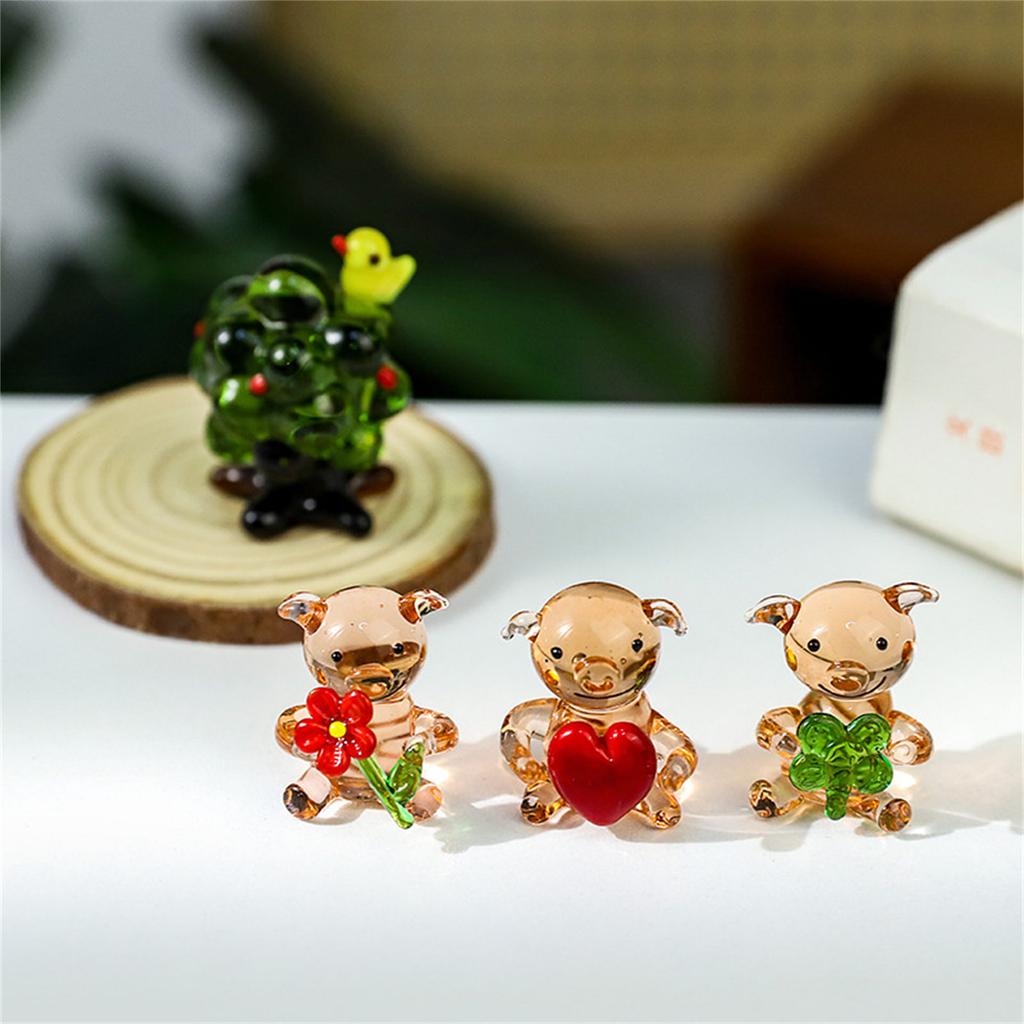 Artistic Clear Pig Figurine Animal Craft Suitable For Coffee Table