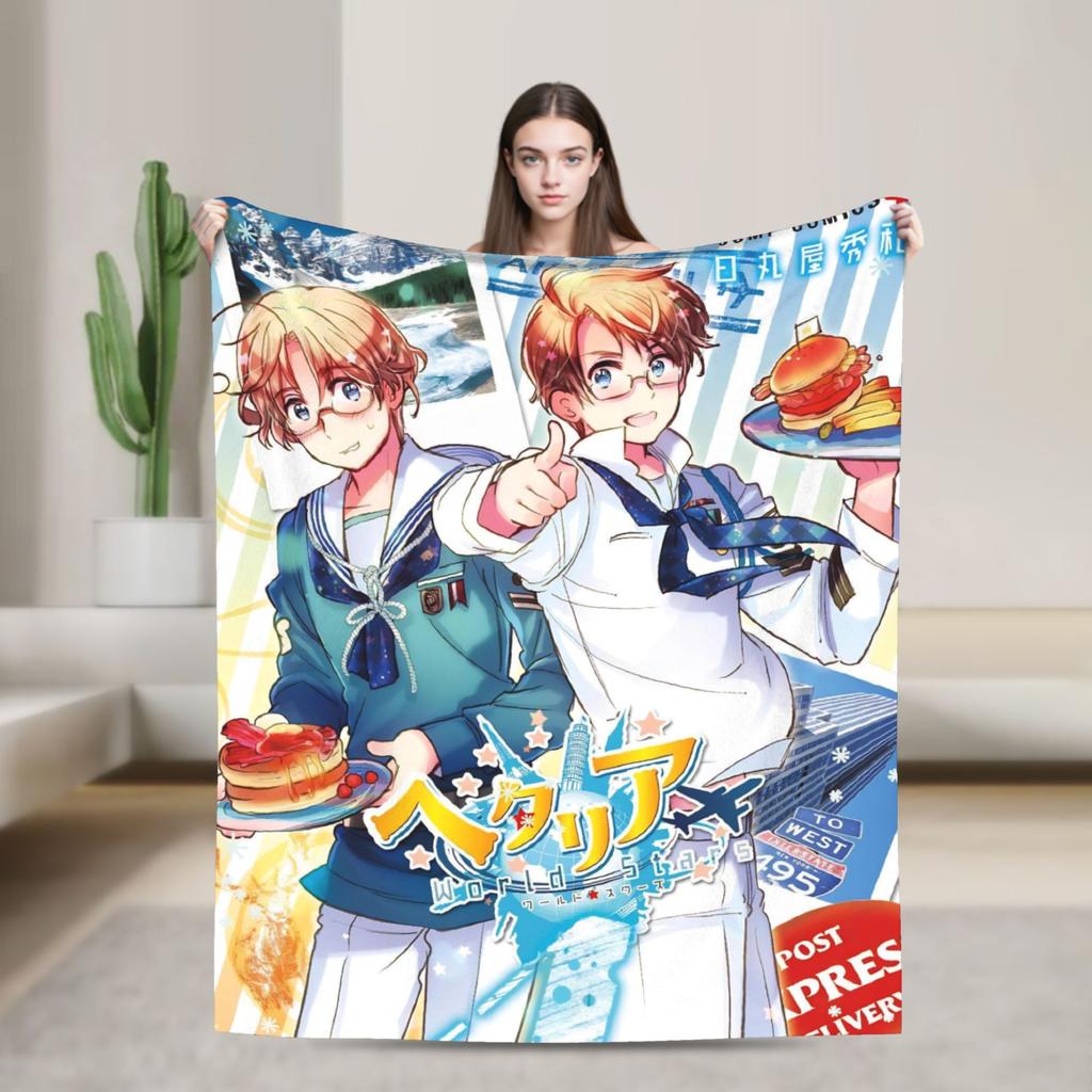 Super Soft Hetalia Axis Powers Anime Throw Blanket Premium Flannel Fleece Lightweight Blanket Cozy Plush Blankets All Season Use