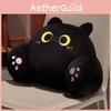Cute Black Cartoon Gray Orange Cat Plush Pillow For Office And Dormitory