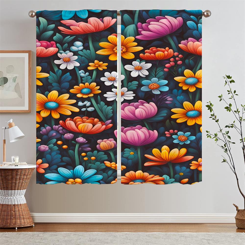 European and American Wind Flowers and Butterflies Kitchen Curtains for Living Room Decoration Home Interior Curtains Blackout