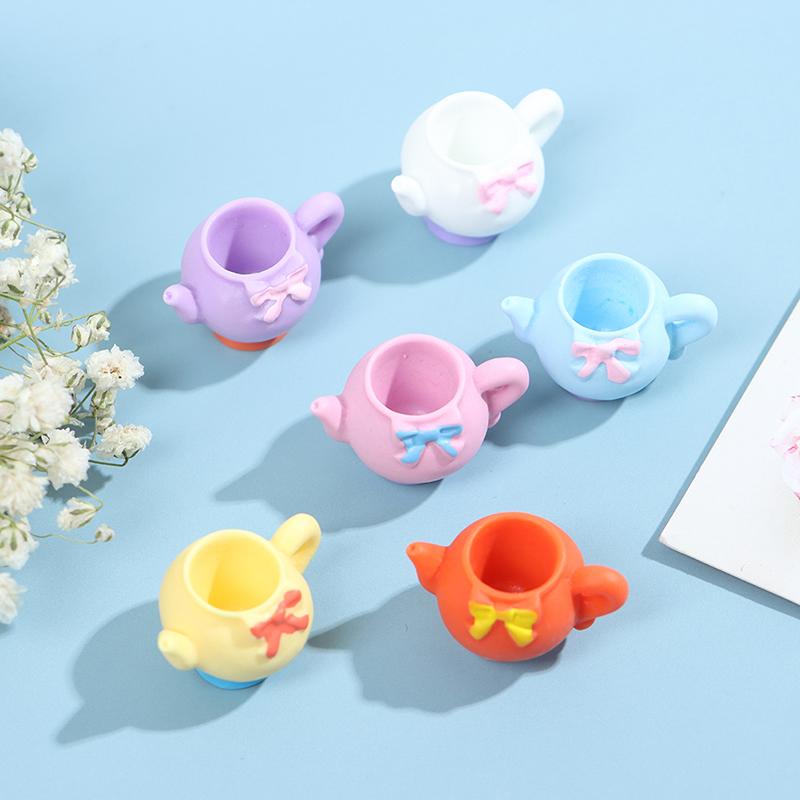 1/12 Miniature Dollhouse Dinnerware Teapot Kettle Simulation Furniture Tea Pot Kitchen Tableware for Doll House Furniture Toys