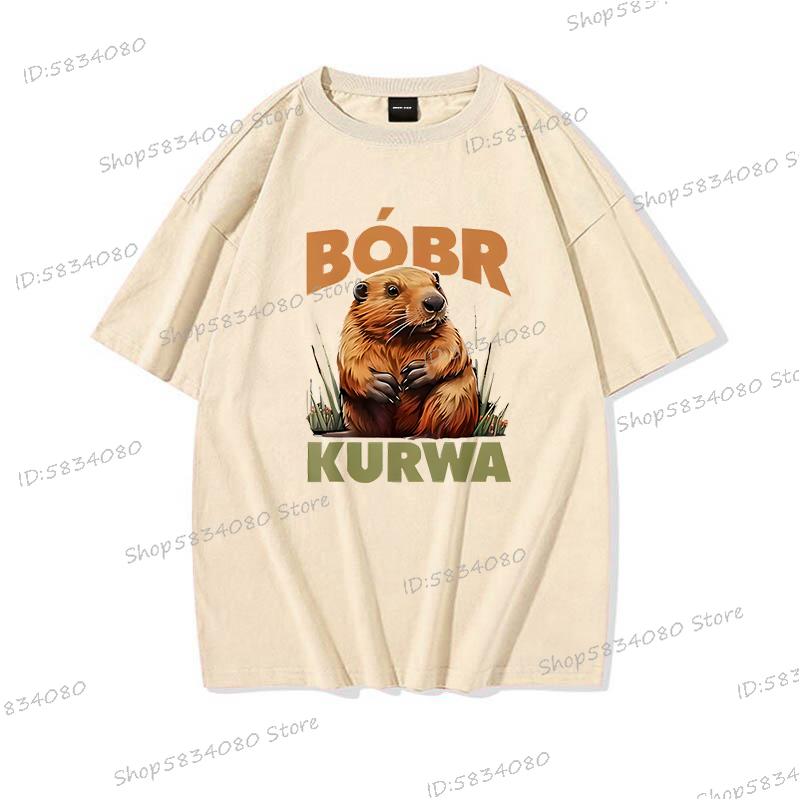 Cartoon Biber Kurwa T-Shirt Hohe Qualität 100% Baumwolle Kurzarm T-Shirts Kurwa Biber Unisex Mode Lässige T-Shirts Grafisch Bedruckt