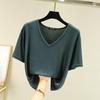 Damen T-Shirt Modal V-Ausschnitt Kurze Ärmel Tops Sommer Lässige T-Shirts Einfarbige Lockere Basic Unterhemden