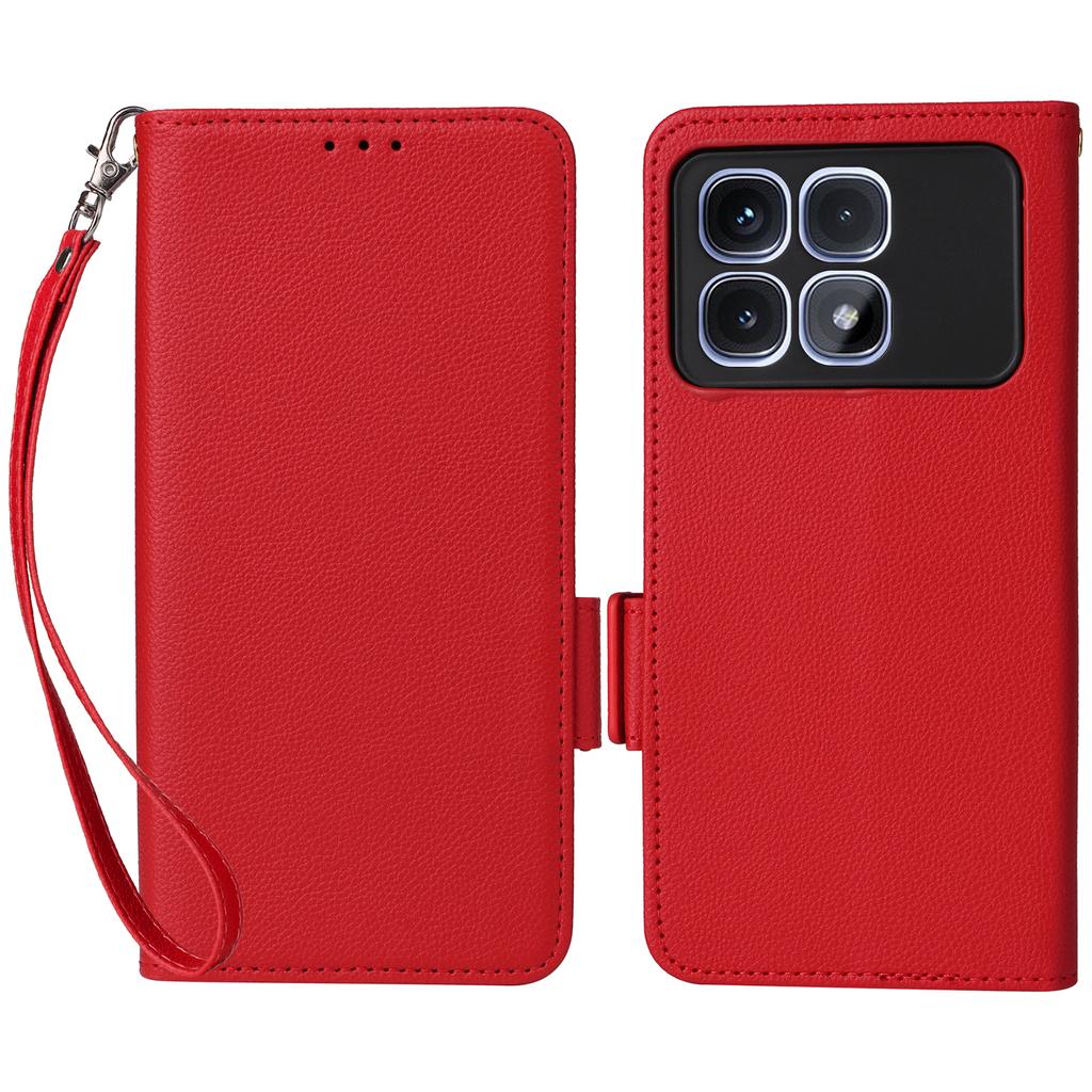For Xiaomi Redmi K70 Ultra Case with Wrist Strap Litchi Texture PU Leather Wallet Phone Cover