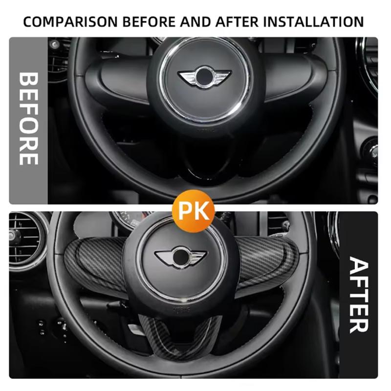 For BMW MINI Cooper F54 F55 F56 F57 F60 ABS Carbon Texture Car Steering Wheel Panel Frame Stickers Cover Trim Accessories
