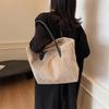 Elegant Solid Color Corduroy Tote Bag for Women Spacious Large Capacity Top Handle Daily Commute or Shopping Shoulder Bag CLE
