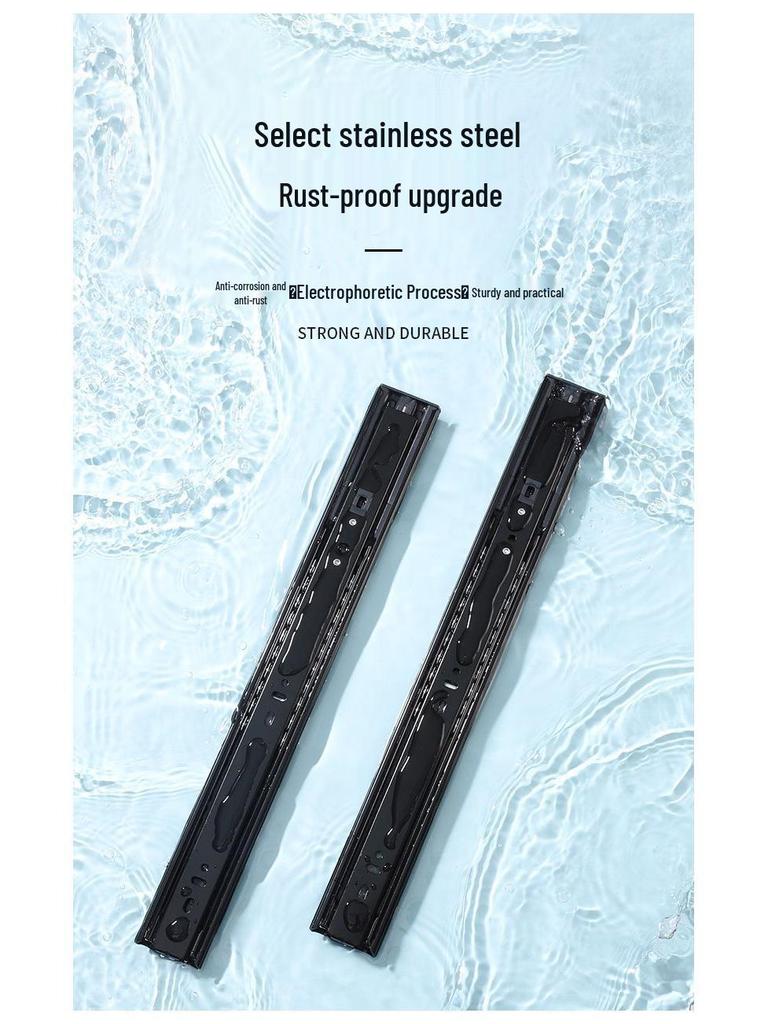 Silent Extra Thick Stainless Steel Drawer Slides with Rebound Damping