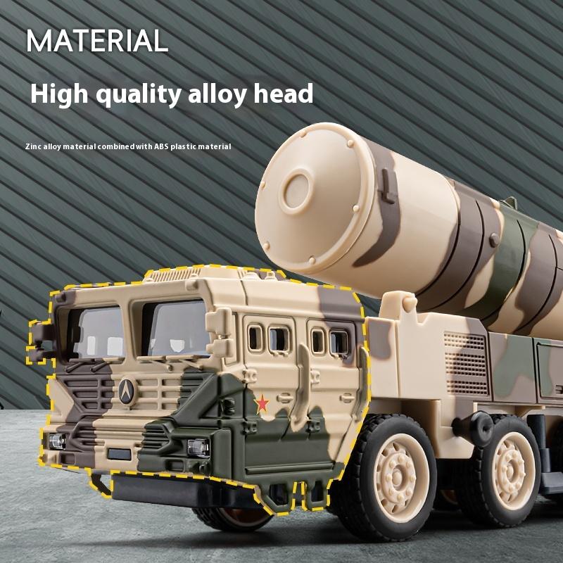 1/50 Scale Kids' Miniature DF-31 Missile Launcher Truck Model with LED Lights - Playful Military Display Toy for Boys & Collectors