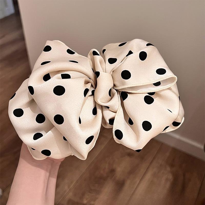 

Polka Dot Bubble Hairpin Retro Fashionable Satin Spring Clip Korean Simple Low Ponytail Hairpin Temperament Hairpin