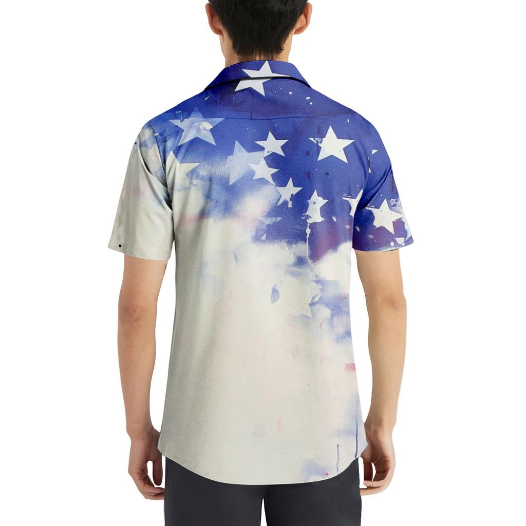 Uformell løs kortermet skjorte for menn Motetrykt skjortetopp