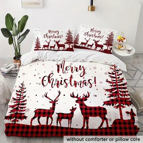Comforter Christmas Elk Christmas Elk Background Theme Suitable For Children Kids Adults Warm Soft And Breathable