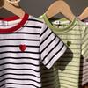 Boys' And Girls' Casual Cotton Short-sleeved T-shirts For Summer, Cute Striped Children's T-shirts