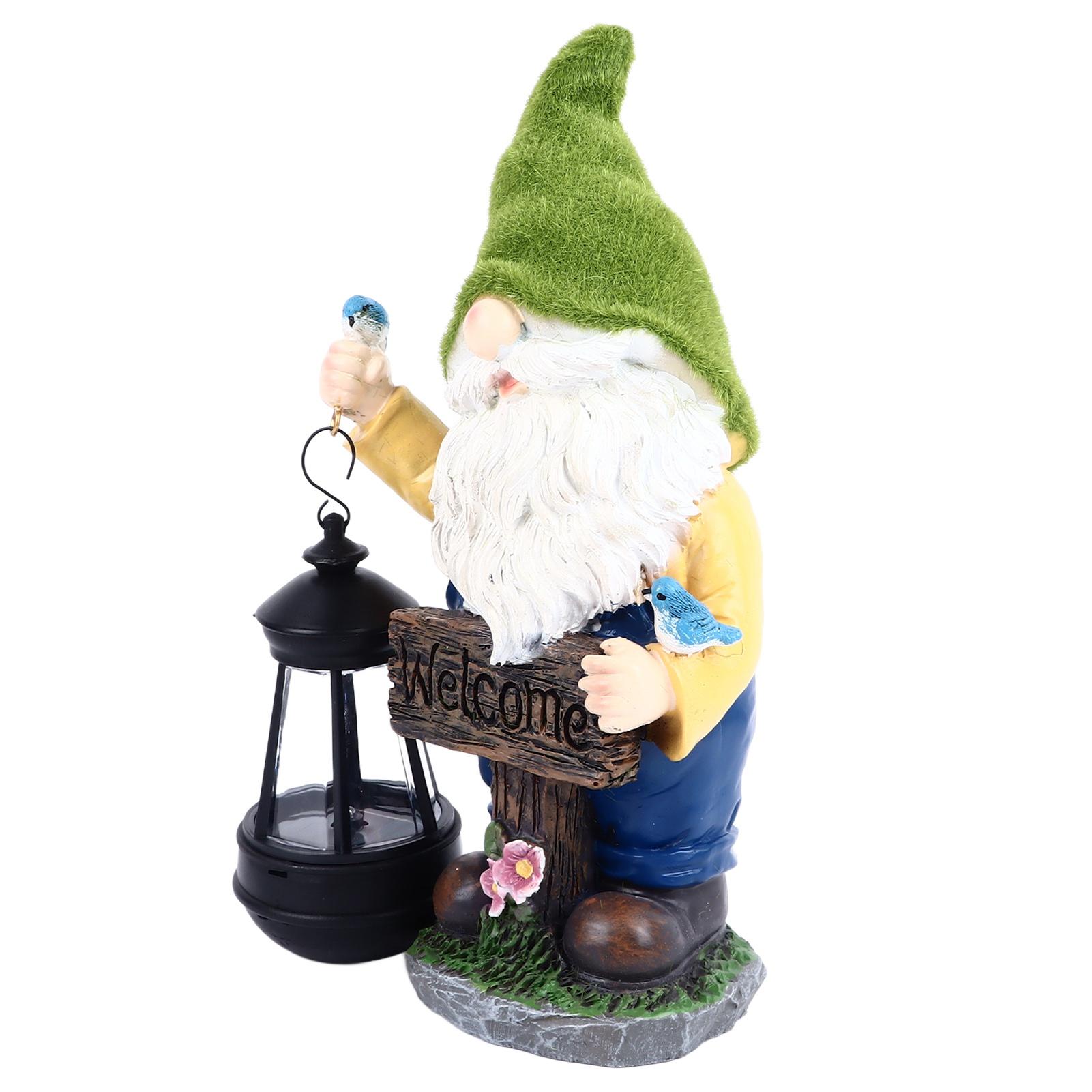 

Faceless Doll Statue Solar Powered Lantern Waterproof Resin Bright Colors Old Man Sculpture for