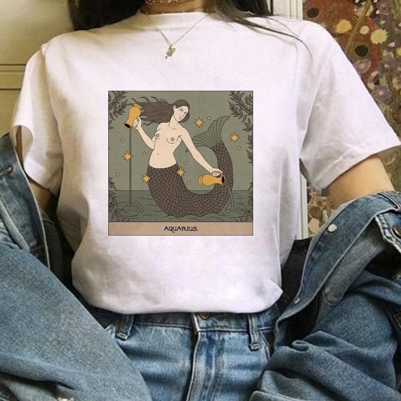 Fashion Women Tarot Cat Print Tshirts Funny Clothing Cartoon Womens Female Graphic T Shirt Cute TShirt Casual Tee Shirt Tees