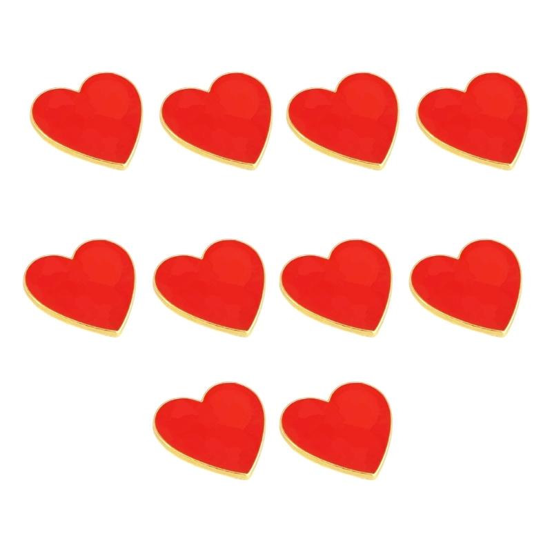 

10pcs Unique Alloys Heart Brooches With Secure Lock Clasps For Casual Formal Wear Accessories 1