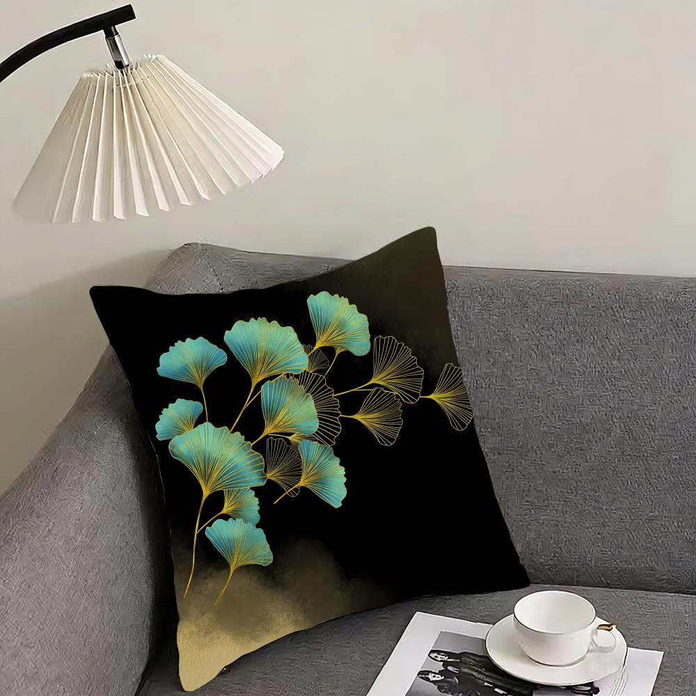 Ginkgoblätter Luxus Kissenbezug Ultraweiches Hautfreundliches Gewebe Wolkenähnlicher Komfort & Verdeckter Reißverschluss