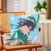 genshin impact venti Funny Pillow Case Antidustmite Pillowcase Invisible Zipper Silky Short Plush Sofa Cushion Cover