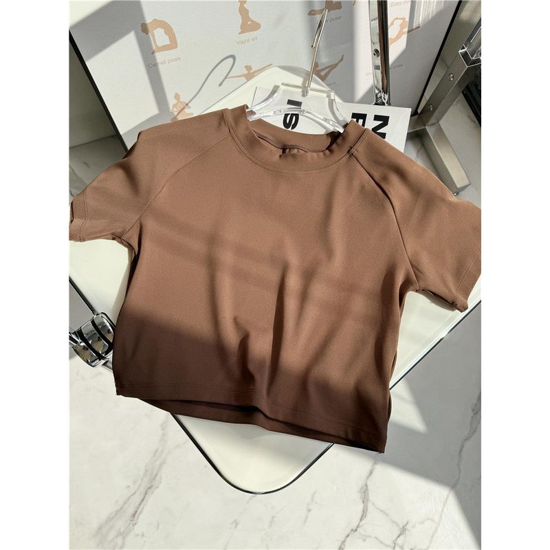 

Fashion Ins Nude Feel Pilates Training Wear T-shirt Short Sleeve Chestnut (Short Sleeves) S