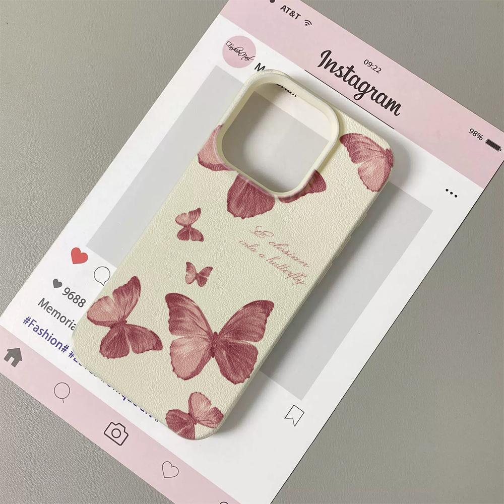 

Pink Butterfly Phone Case for iPhone 17 16 15 14 Plus 13 12 11 Pro Max Aesthetic Soft TPU Shockproof Protective Cover For iPhone 11 Pro